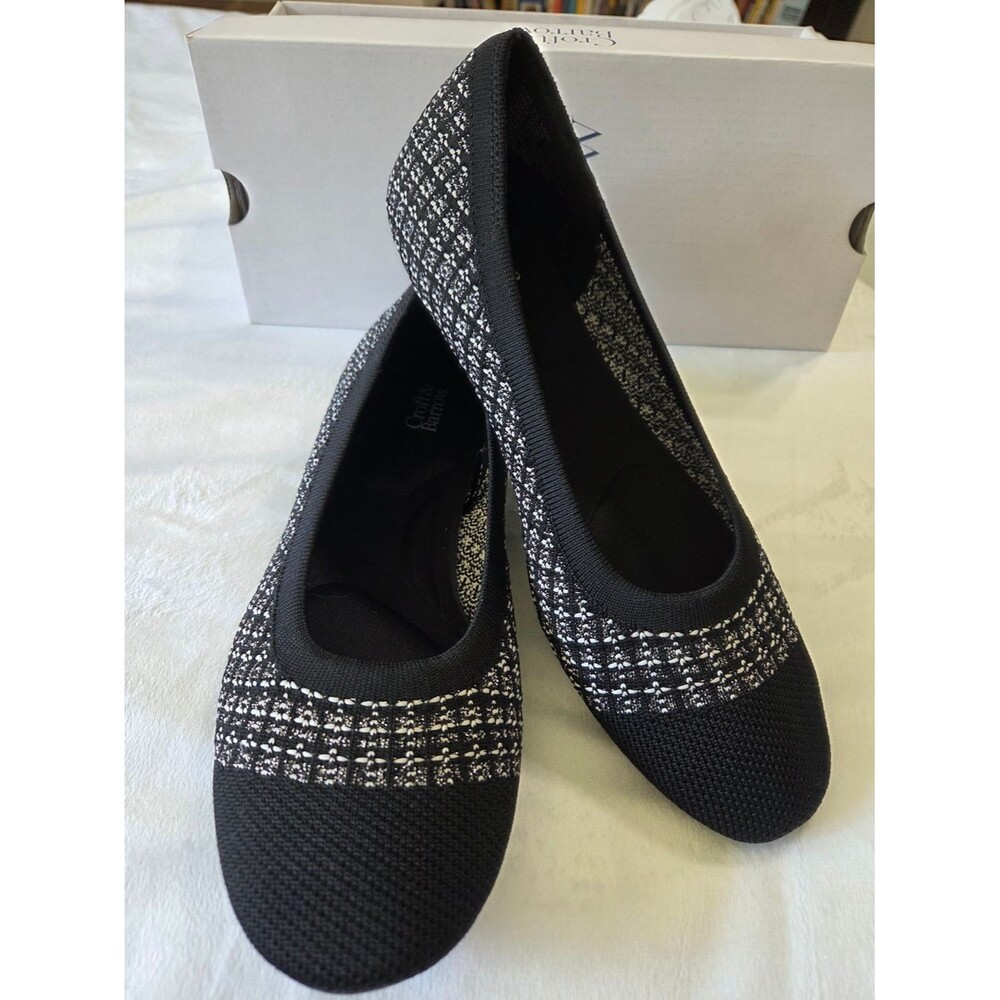 NWT 9.5 Croft & Barrow Sonya Black & White Tweed Knit Ballet Flats Memory Foam